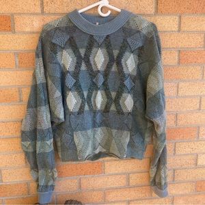 Free People | Green Diamond Cropped Sweater | Size M